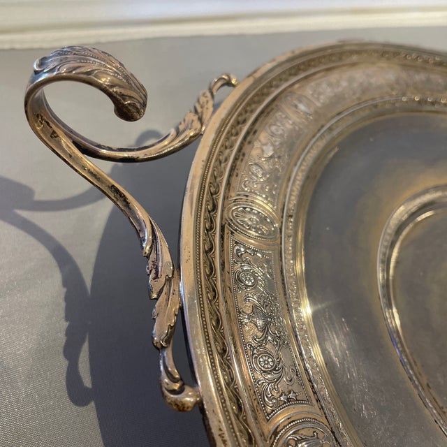 Antique Sterling Silver Handled Sandwich Serving Dish by j.s. Co.Wedgwood Pattern For Sale - Image 4 of 10