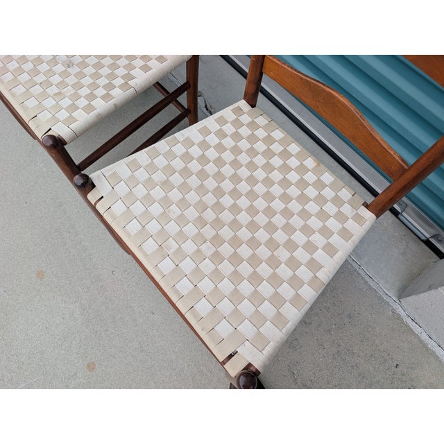1970s Set of 4 Shaker Cherry Ladder Back Dining Chairs in the Style of Nichols & Stone For Sale - Image 12 of 13