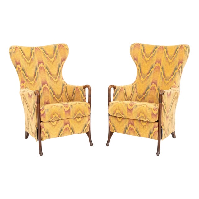 Umberto Asnago "Progetti 63340" Wing Chairs, Pair For Sale