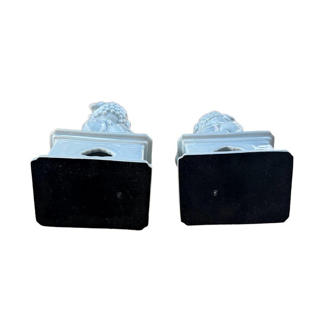 Pair of Ceramic Celadon Glaze Foo Dogs For Sale - Image 12 of 12