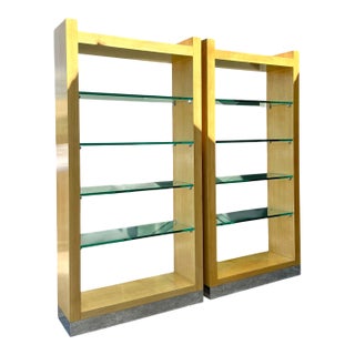 Vintage Maple and Chrome Etagere After Karl Springer - A Pair For Sale
