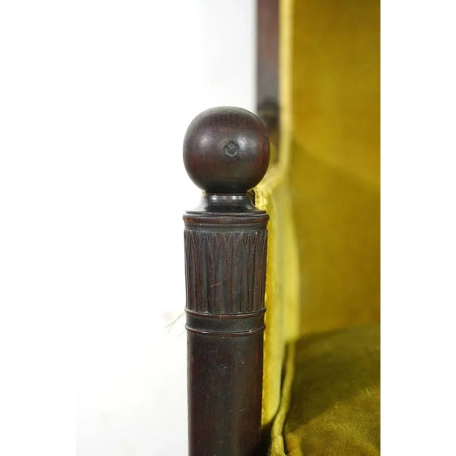 Mid 20th Century Mid 20th Century Antique European French Yellow Velvet & Wood Arm Chair For Sale - Image 5 of 10