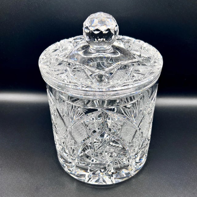 Vintage Cut Crystal Biscuit Barrel in Lead Crystal, 1950s For Sale - Image 8 of 11