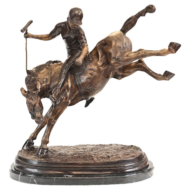 Bronze Polo Player Statue, 1995 For Sale