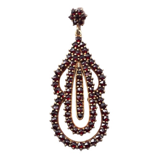 Vintage Bohemian Garnet Pendant For Sale