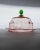 Vintage Glass Cloche Dish with Plate in Pink and Green Glass with Engraved Floral Decor, Italy, 1930s For Sale - Image 9 of 11