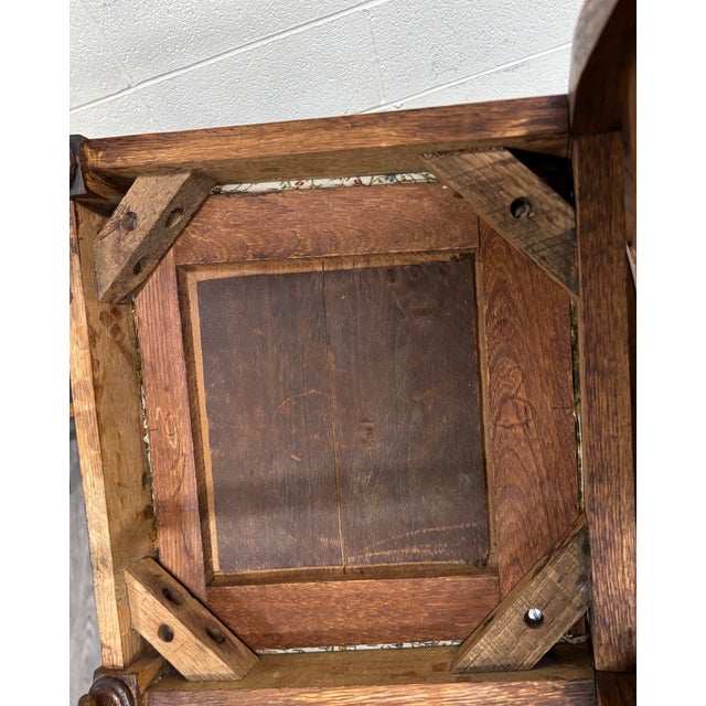 Vintage English Style Barley Twist Tiger Oak Pub Dining Chairs - Set of 4 For Sale - Image 13 of 13