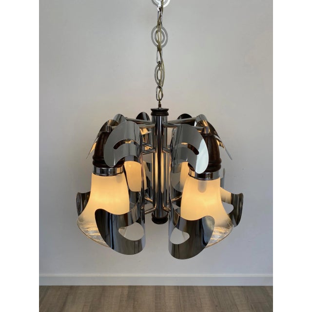 Metal Italian Murano Glass Chandelier from Mazzega, 1970s For Sale - Image 7 of 17