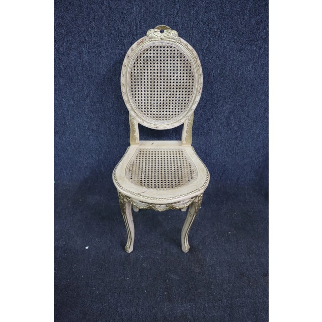 Louis XV Style Painted Decorated and Caned Side Chair For Sale In Philadelphia - Image 6 of 7