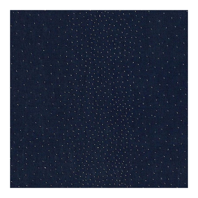 Sample - Schumacher Northern Lights Fabric in Midnight For Sale