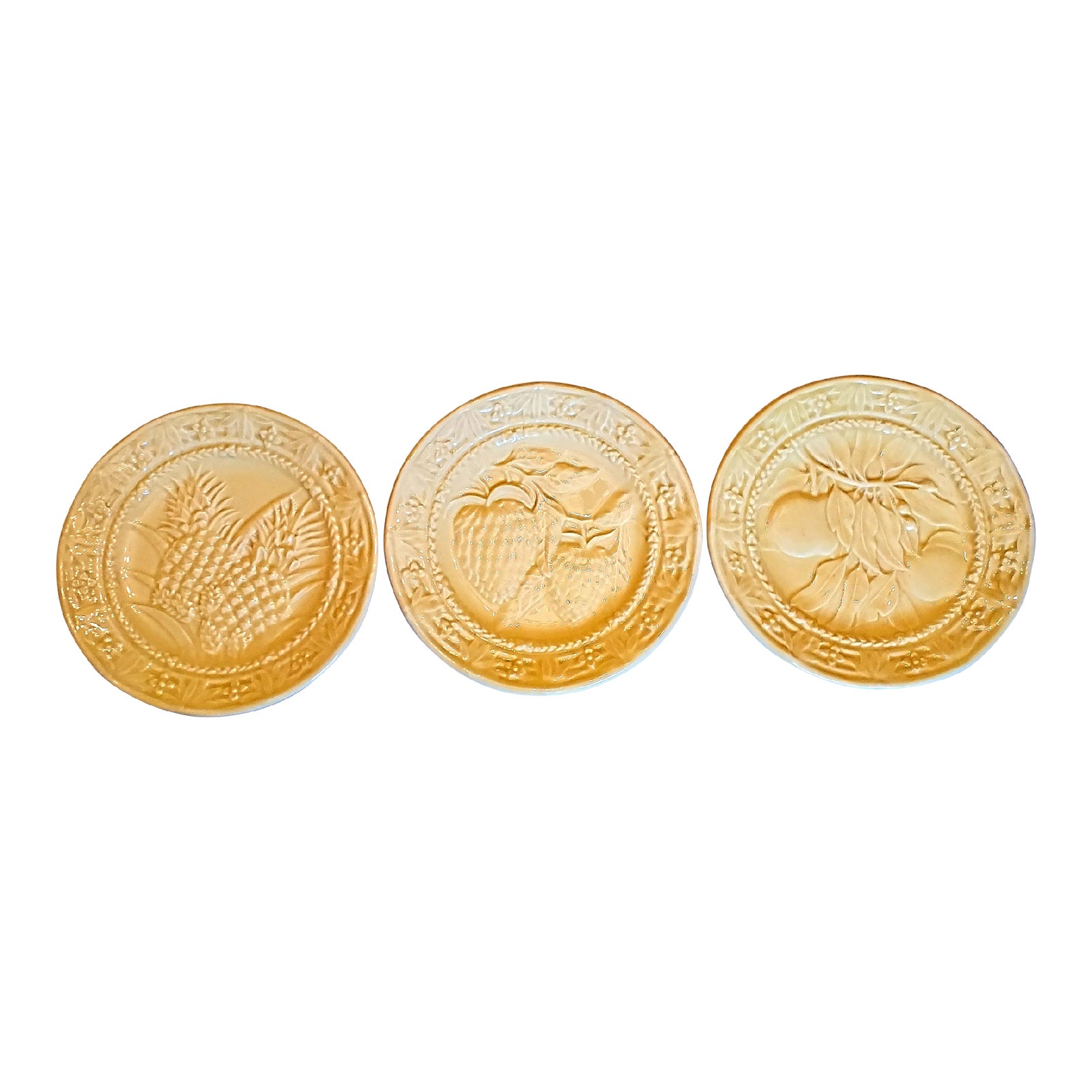 Vintage Yellow Majolica Plates Set of 3 Chairish