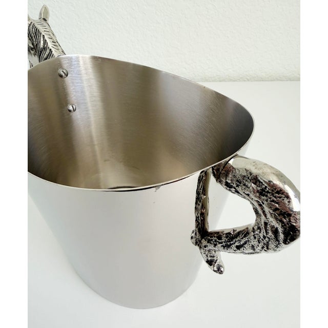 Silver Vintage Equestrian Ice Bucket, Pewter & Stainless Steel For Sale - Image 8 of 10