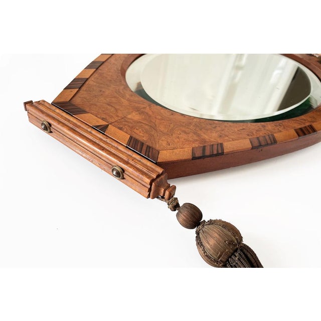 Art Deco Hanging Mirror in Veneer and Marquetry with Ornamental Tassels For Sale - Image 4 of 10