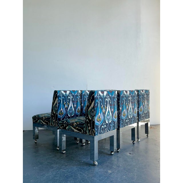 Late 20th Century Vintage Boho Paul Evans Cityscape Chrome Dining Chairs - Set of 6 For Sale - Image 5 of 12