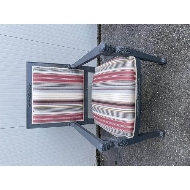 Wood Armchair in Gray Lacquered Wood and Striped Rubelli Fabric For Sale - Image 7 of 11