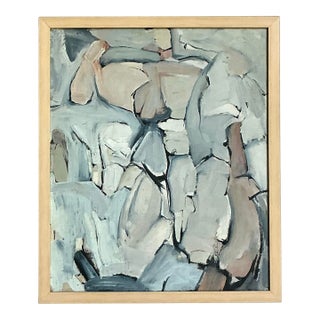 Vintage Boho Abstract Original Oil Painting on Canvas For Sale