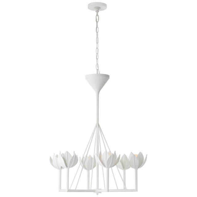 Julie Neill for Visual Comfort Signature Alberto Small Single Tier Chandelier in Plaster White For Sale