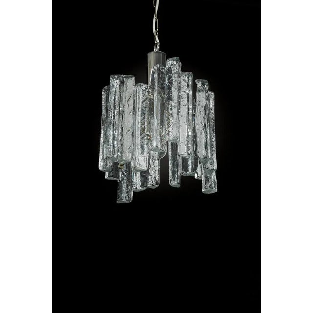 Silver Small Murano Ice Glass Pendant Light, Germany, 1970s For Sale - Image 8 of 10