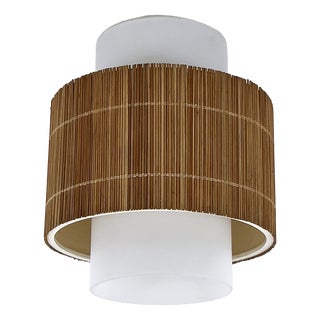 Mid-Century Modern Flush Mount in Aluminum, Glass, and Wood, Germany, 1960s For Sale