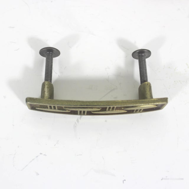 Metal Set of Four Atomic Mid-Century Danish Modern Style Brass Drawer Pulls Rectangular Dresser Handles For Sale - Image 7 of 10