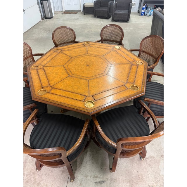 Maitland-Smith Poker Table With 8 Century Furniture Chairs For Sale In Detroit - Image 6 of 18