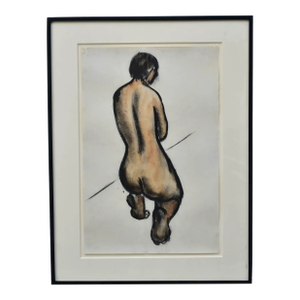 Jacques Schnier Nude Study, Charcoal With Ink Wash, Dated 1927, Framed
