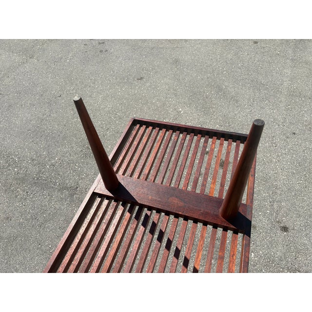 Mel Smilow 1950s Attributed to Mel Smilow Slatted Solid Walnut Mid-Century Modern Bench Table For Sale - Image 4 of 10