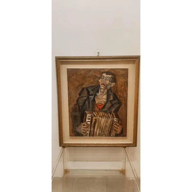 Emilio Notte, The Blind Player, 1970s, Oil on Canvas, Framed For Sale - Image 8 of 8