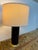 2010s Pottery Barn Navy Ceramic + Brass Table Lamps, Pair For Sale - Image 5 of 12