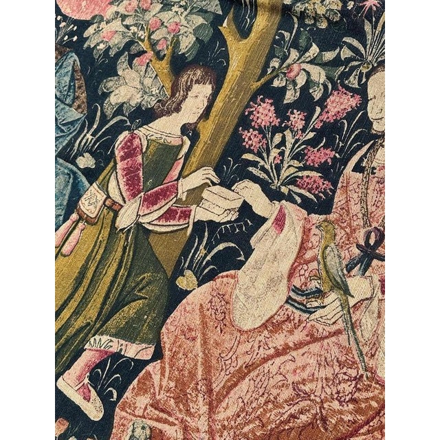 Vintage French Screen-Printed Tapestry with Gallant Parties Motif, 1960s For Sale - Image 11 of 18
