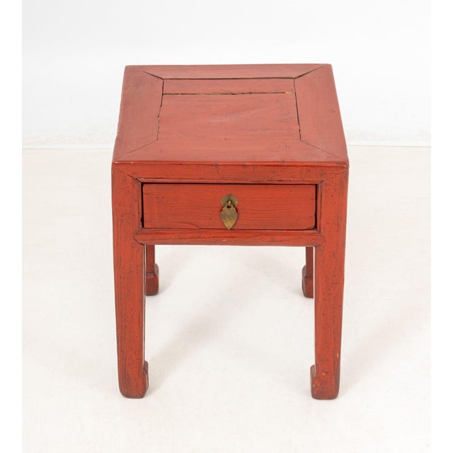 Chinese Chinese Red Lacquer Side Table For Sale - Image 3 of 6