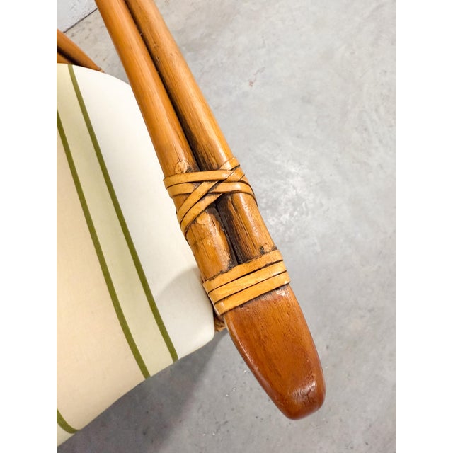 Set of 4 Coastal Palm Beach Style Bamboo and Mahogany Arm Chairs For Sale - Image 12 of 16