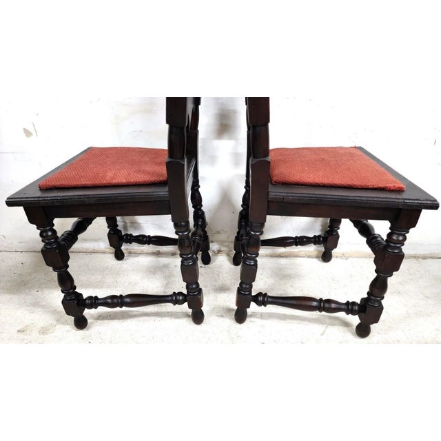 Antique Hall Chairs Walnut Dining Accent Pair For Sale - Image 9 of 12