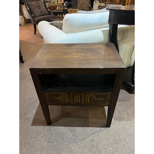 Vintage Geometric Inlay Wood Side Table With Drawer For Sale In Philadelphia - Image 6 of 7