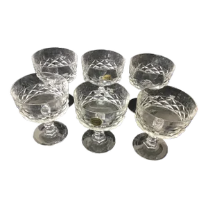 Vintage Crystal d'Darques Lonhchamps Champage Coupes/Dessert Cups Crystal Glasses- Set of 6