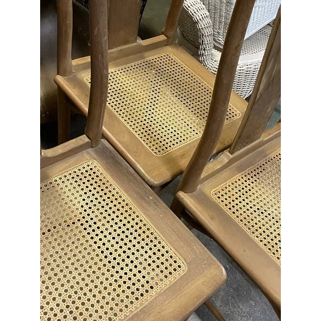 1960s 1960s Set of 6 Asian Style Dining Chairs With Wicker Seats For Sale - Image 5 of 9