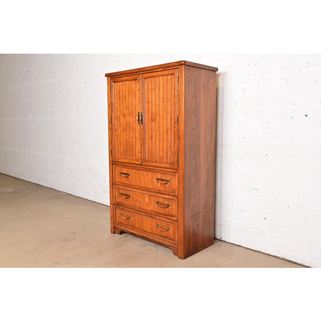 Mid-Century Modern Thomasville Mid-Century Modern Campaign Walnut Armoire Dresser, Circa 1970s For Sale - Image 3 of 13