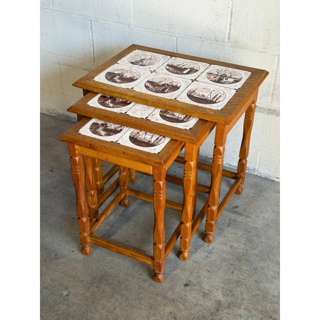 A versatile set of three space-saving accent tables engineered to slide neatly beneath one another. Turned legs provide...