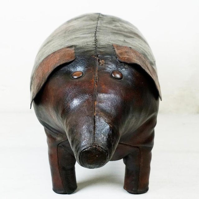 Vintage Leather Pig Ottoman attributed to Dimitri Omersa, 1960s For Sale - Image 10 of 14