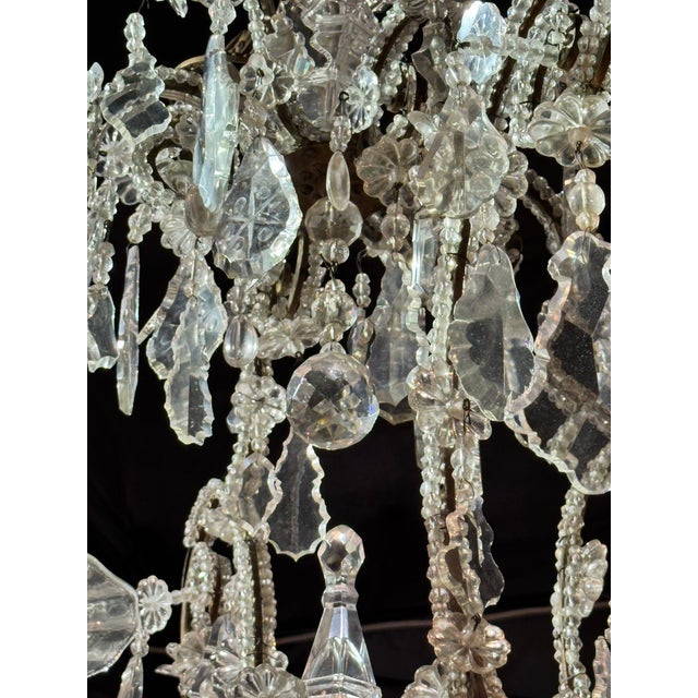 Large Italian Beaded Crystal Chandelier For Sale - Image 10 of 10