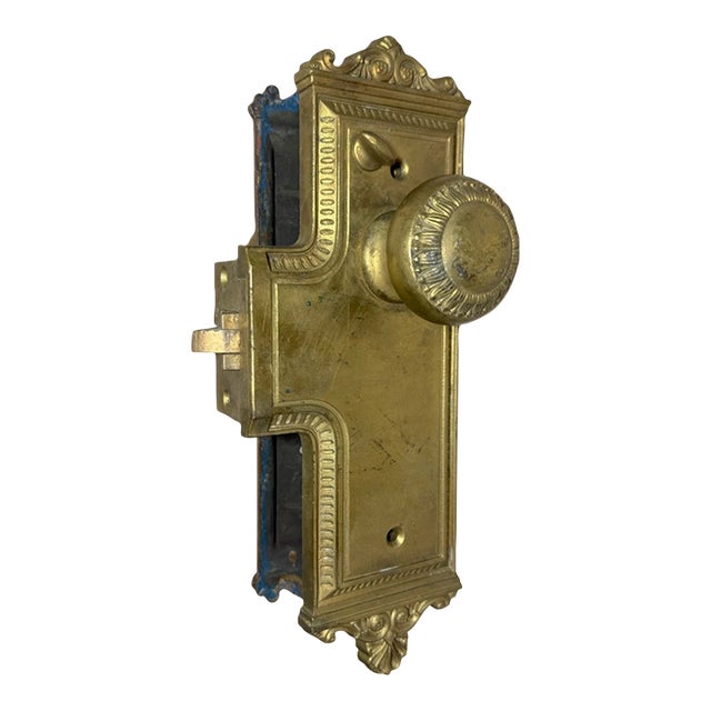 Large Antique Ornate Bronze Mortise Sargent Door Handle Knob Hardware Set Brass For Sale