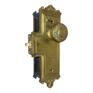 Large Antique Ornate Bronze Mortise Sargent Door Handle Knob Hardware Set Brass