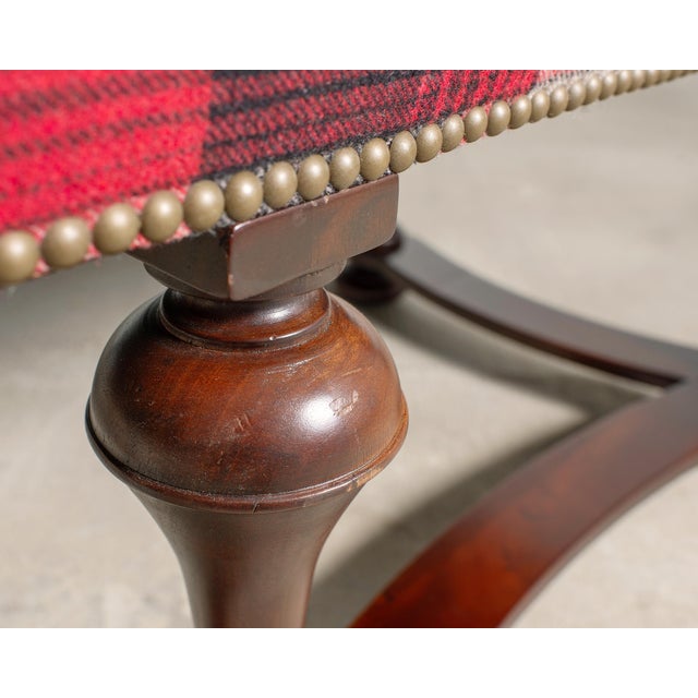 Ralph Lauren Mahogany Plaid Sadler Cocktail Ottoman 4 Ft. For Sale - Image 17 of 18