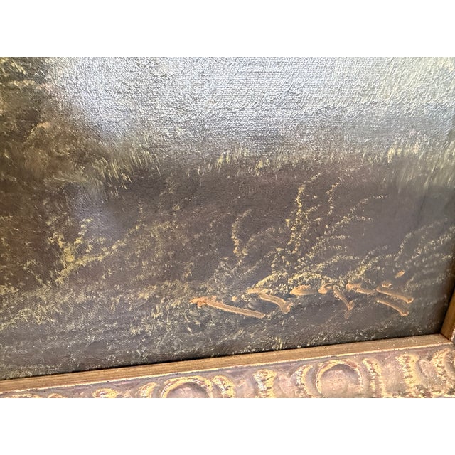 Large Antique European School Oil/Canvas Painting Signed Landscape Ornate Framed For Sale - Image 4 of 12