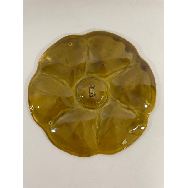 Ceramic 1950s French Gien Majolica Olive Green Oyster Plate For Sale - Image 7 of 15