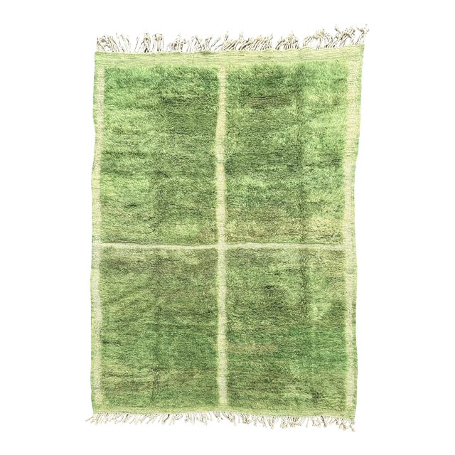 Green Moroccan Wool Rug For Sale