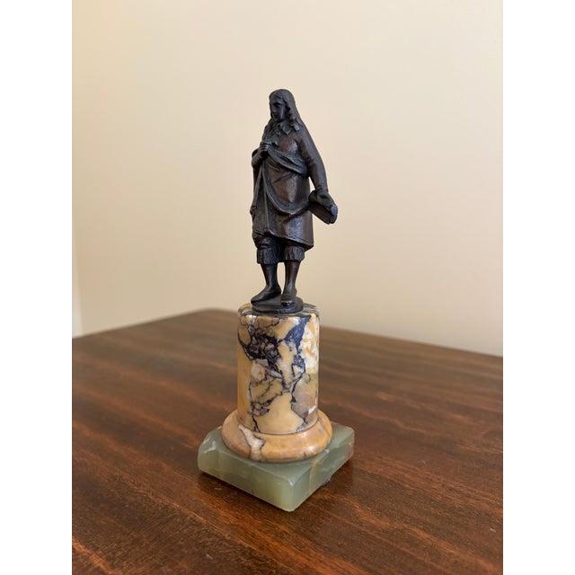 Grand Tour Style Classical Figure in Brass on Marble Base, Neoclassical Sculpture For Sale - Image 4 of 10