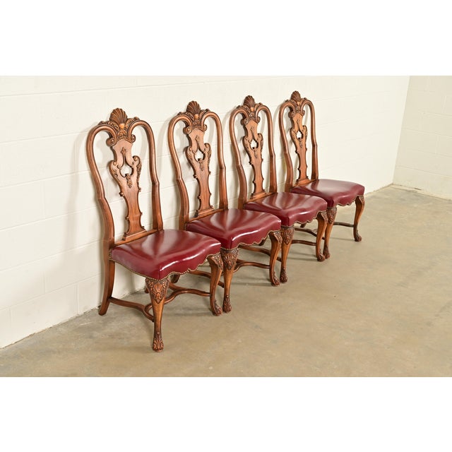 Berkey & Gay Berkey & Gay Antique Georgian Burled Walnut Dining Chairs, Set of Four For Sale - Image 4 of 12