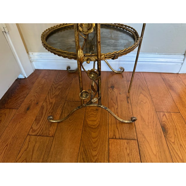 1950s Italian Gold Gilt Étagère Three-Tiers Foldable Serving Tray Table For Sale In San Francisco - Image 6 of 14