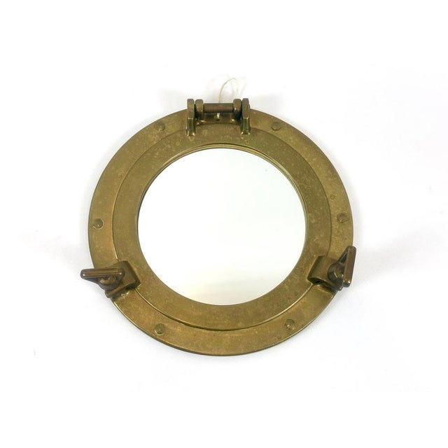 Ship Porthole Wall Mirror in Brass, 20th Century For Sale - Image 11 of 11